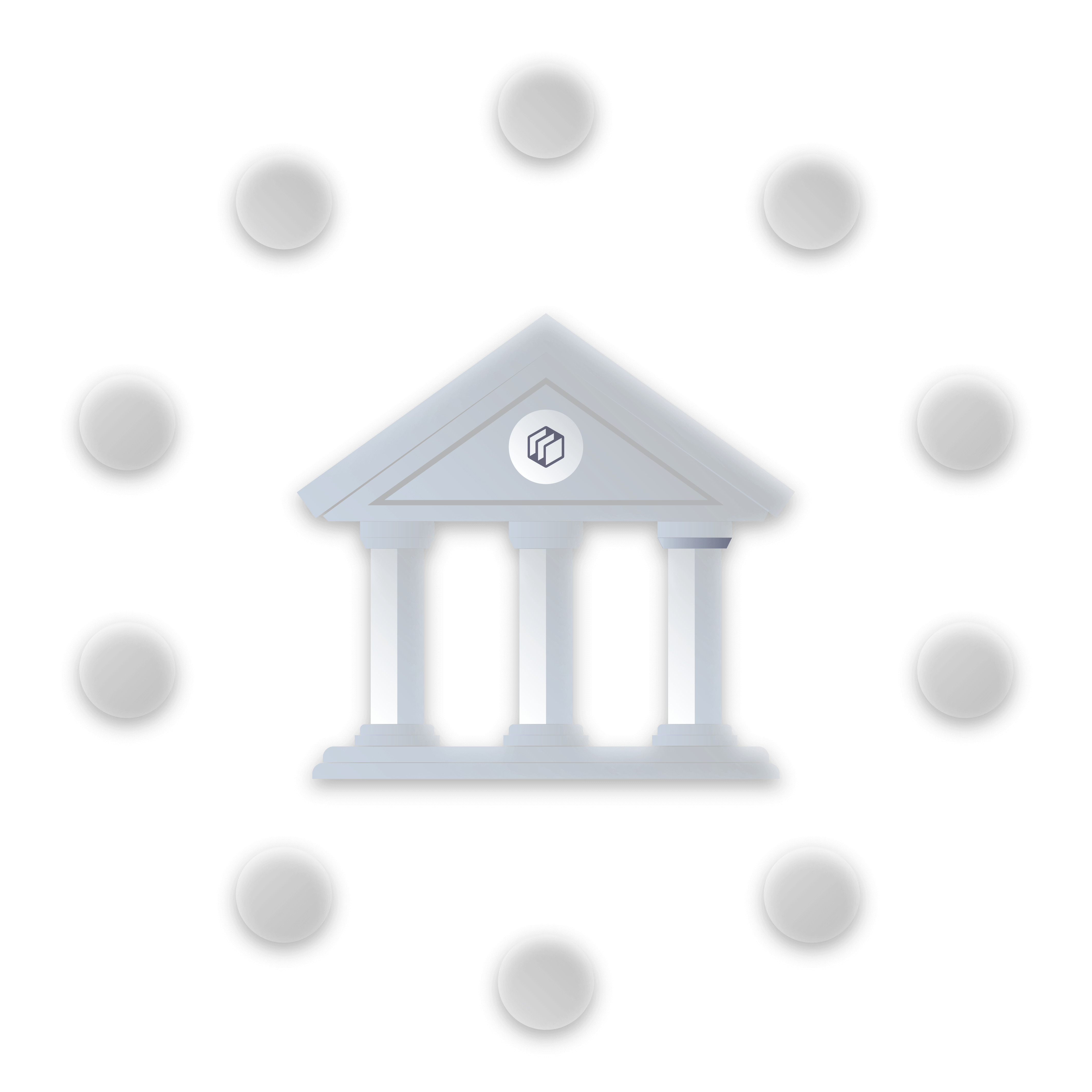 VAN Image: Bank image with 9 circles that circle around it.
