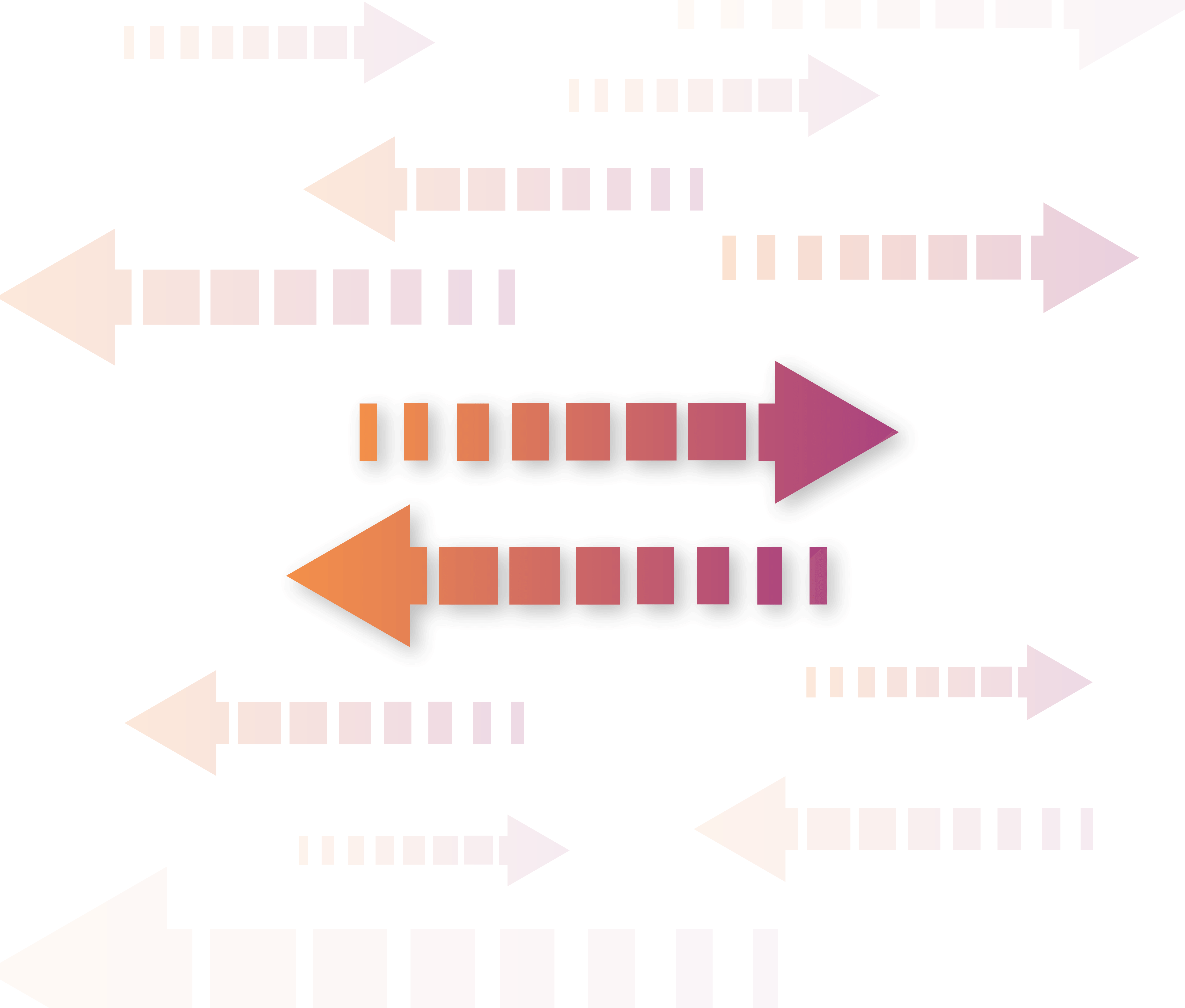 A2A arrows going in both direction, these are gradient and fade into the background.