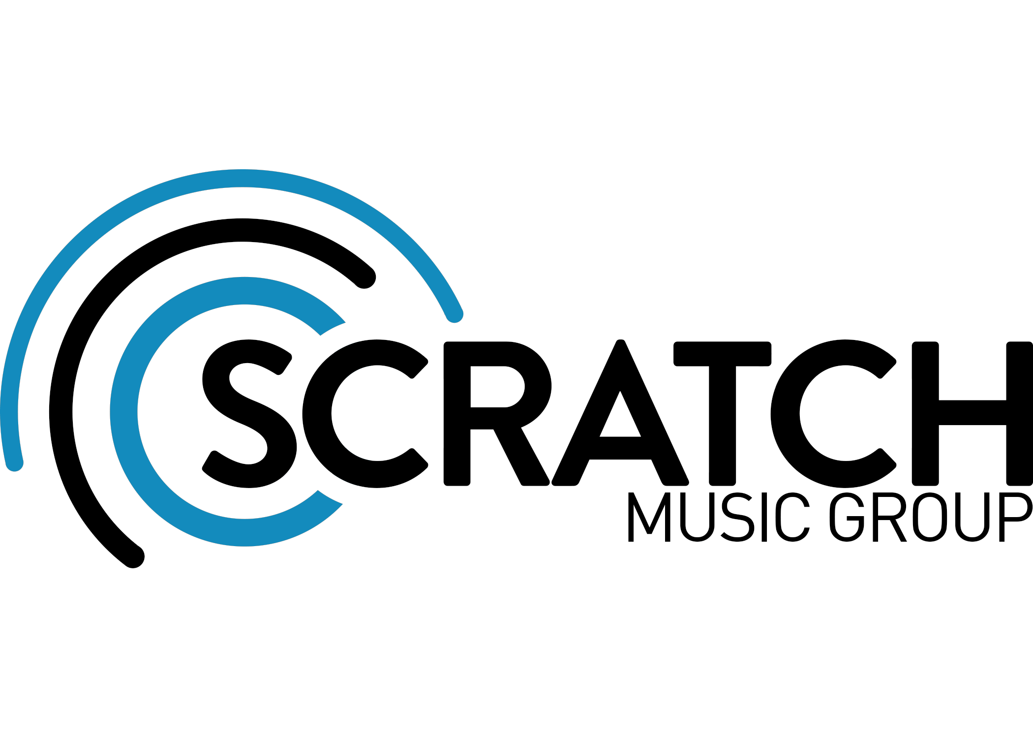 Logo: Blue and black Scratch Music Group Logo
